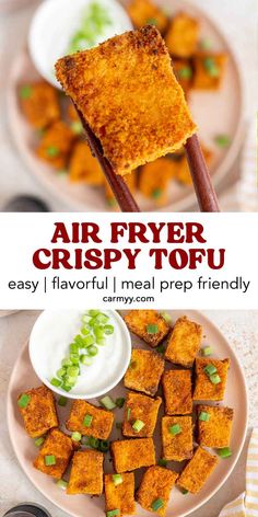 an air fryer crispy tofu recipe on a plate