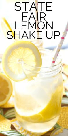 the state fair lemon shake is in a mason jar with two straws on top