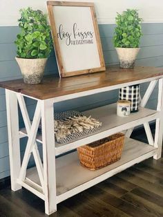 a table with some plants on top of it