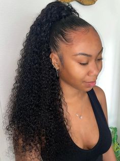 Curly Ponytail Weave Hairstyle Curly Haircut Ideas, Curly Ponytail Weave, High Curly Ponytail, Extension Hairstyles, Weave Bob Hairstyles, Blonde Weave, Slick Ponytail