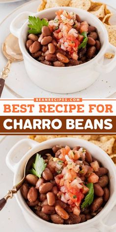 Looking for easy dinner sides? This recipe for charro beans is the BEST! It's perfect for any of your Mexican meals to make. Cooked with spices, meat, and peppers, these Frijoles Charros are delicious. Pin this for later! Easy Charro Beans, Frijoles Charros Recipe, Mexican Charro Beans Recipe, Charro Beans Recipe, Charro Beans