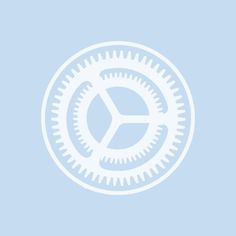 an image of a white gear wheel on a light blue background, with the word's logo below it