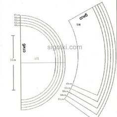 an image of a drawing of a curved area with measurements for the top and bottom