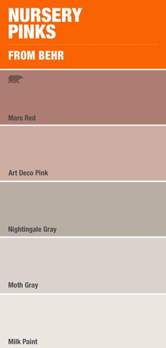 the color scheme for nursery pinks from behr, mars red, art deco gray and moth gray