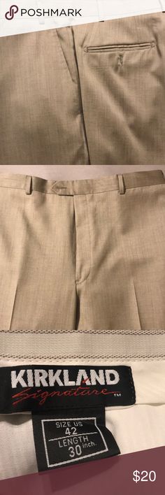 Never worn mens dress pants 42x30 Tan Kirkland signature 42x30 dress pants brand new. Kept in smoke and pet free home. Id keep them but they’re too big Kirkland Signature Pants Dress Classic Big And Tall Straight Leg Bottoms, Classic Straight Leg Bottoms For Big And Tall, Classic Formal Bottoms For Big And Tall, Classic Formal Big And Tall Bottoms, Big And Tall Straight Leg Dress Pants, Classic Big And Tall Bottoms With Pockets, Formal Flat Front Summer Bottoms, Formal Summer Bottoms With Flat Front, Summer Flat Front Dress Pants