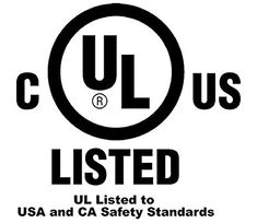 the logo for c u s listed us and ca safety standards is shown in black on a white background