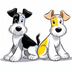 two cartoon dogs sitting next to each other