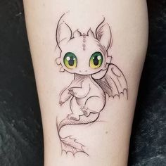 Forearm Tattoo Women Disney, Crush Tattoo Ideas, Stitch And Toothless Tattoo, Toothless Tattoo, Baby Dragon Tattoos, Cute Dragon Tattoo, Dragon Tattoo Ideas, Dragons Tattoo, Small Dragon Tattoos