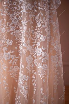 Designer Beaded Flower Bridal Lace Fabric for Boho Dresses Lace Dress With Floral Embroidery For Wedding, Beige Floral Embellished Wedding Dress, Beige Floral Wedding Dress, Floor-length Lace Wedding Dress With Delicate Lace, Floor-length Wedding Dress With Delicate Lace, Wedding Lace Fabric With Floral Embroidery, Cream Lace Dress With Tulle And Lace Bodice, Cream Lace Dress With Intricate Embroidery, Cream Lace Dresses With Intricate Embroidery