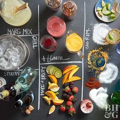 a chalk board with different types of drinks on it