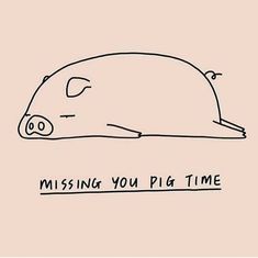 a drawing of a pig sleeping on top of a pink background with the words missing youpig time