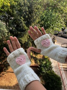 Hello everyone! Me and my mom knit this beautiful fingerless gloves, to make some savings for my master's degree. If you want to support us we would be grateful! Our gloves are made from acrylic wool and they are really soft. Since they are knitted and soft, they can expand if your hands are big. Our size is: Length: 16 cm / 6.3" Width: 8.5 cm / 3.4" We also offer other styles on our shop so you can go and check it out! Thank you for your interest! Nilüfer&İdil White Fingerless Gloves, Crochet Hand Warmers, Master's Degree, Pink Crochet, Winter Gloves, Crochet Heart, Be Grateful, Mitten Gloves, Hello Everyone