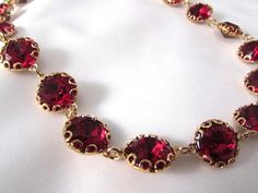 Ruby Red Anna Wintour Necklace. Georgian Paste Collet. Riviere Necklace. Red Rhinestones. Regency, 18th Century, 19th Century, Josephine. Formal Red Jeweled Necklaces, Red Ruby Round Necklaces, Classic Red Necklaces For Anniversary, Elegant Red Necklace With 17 Jewels, Red Formal Necklace For Valentine's Day, Red Formal Necklaces For Valentine's Day, Vintage Ruby Necklace For Formal Occasions, Elegant Red Ruby Necklace, Red Jewelry With Lobster Clasp For Anniversary