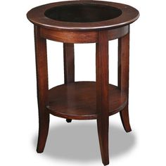 a small wooden table with a glass top on it's side shelf, against a white background