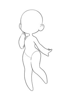 an outline drawing of a baby in the air with his hands on his chest and head