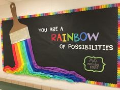 a blackboard with a paintbrush on it that says you are a rainbow of possibilities