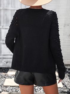 Stay cozy and stylish with our Billie Pom Open Sweater Cardigan. This black sweater boasts playful pom pom accents and an open style for a fun and unique look. Perfect for layering or wearing solo, this cardigan is sure to make a statement. Size Guide: Model is 5’8” tall, and has a 33.5” bust, 26.4” waist, & 35.6” hips. She is wearing a S / US 4 / AU 8. This sweater cardigan is true to size. Material: 100% Acrylic. Feature: Open front. Long sleeves. Pom, open-knit detailing. Relaxed fit. Care Instructions: Machine wash / Cold hand wash Best Cardigans, Pattern Cardigan, Pullover Mode, Open Sweater, Knitting Women Cardigan, Patterned Cardigans, Open Cardigan Sweater, Cardigan Sweaters For Women, Everyday Dresses