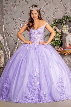 Quinceniera Dresses 3D Flower Jewel Glitter Quinceanera Ball Gown Lilac Butterfly Quince Dress, Butterfly Quince, Quinceanera Collection, Off Shoulder Ball Gown, Mary's Bridal, Quince Dress, Dresses Quinceanera