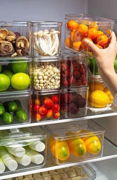 a refrigerator filled with lots of different types of vegetables and fruits next to each other