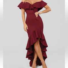 Fashion Nova La Flamenca Dress In Wine. Never Worn, New With Tags! Sold Out On Their Website! Spanish Style Dress, Women Dress Online, Sailor Dress, Mesh Maxi Dress, Hi Low Dresses, Fashion Nova Dress, Fashion Nova Dresses, Satin Maxi Dress, Mermaid Fashion