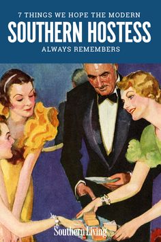 the cover of southern hostess magazine shows three women cutting a cake with a man in a tuxedo