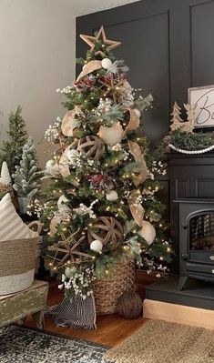 a decorated christmas tree in a living room