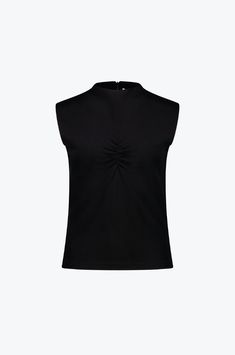 A structured 90s-inspired staple, versatile for any occasion. The Angled Mock Neck is a structured mock neck top, designed with boxy, flared shoulders and slightly loose fitting body to mimic the classic silhouette from the 90s. Detailed with flattering ruching around the bust, creating a rippled appearance. This top fastens at the back with a zip. Crafted in a premium, thick pontie fabric - woven in Melbourne. MADE IN AUSTRALIA. Fabric: 68% Viscose, 27% Nylon, 5% Elastane - Woven in Melbourne. Care: Cold hand wash inside out ONLY; lay out flat to dry. Dry low iron (no steam) Do not: tumble dry, machine wash, spin, wring, bleach, steam, hot iron This garment is supportive and has stretch. We recommend taking your normal size Franny is 174cm, an AU 6/XS [61cm Waist/ 61cm Hips] and wears a s