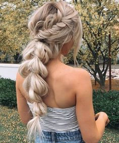 Braid Pony, Hair Design For Wedding, Prom Hair Up, Prom Hairstyles For Long Hair, Wedding Hair Makeup, Long Blonde, Hoco Hair, Long Blonde Hair, Prom Hairstyles