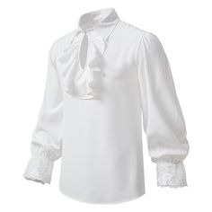 Designed with long sleeves, this shirt is perfect for any party or festival where you want to make a statement. The plus size fit ensures that it is comfortable for all body types, while the intricate detailing adds a touch of elegance and style.Whether you're dressing up for a themed party, cosplay event, or Renaissance fair, the Prince Aristocrat Retro Vintage Medieval Men's Cascading Ruffled Lace Men's Party Festival Long Sleeve Shirt is sure to turn heads. With its vintage-inspired design an Medieval Halloween, Jabot Collar, Prince Shirt, Trumpet Sleeve Top, Victorian Shirt, Trumpet Sleeve, Man Party, Petal Sleeve, Victorian Steampunk