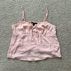 Nwt From Forever 21. Relaxed Lace-Trim Cami In Seashell Pink Crop Top Tank Top For Date Night In Spring, Forever 21 Spring Camisole Tops, Forever 21 Camisole Tops For Spring, Forever 21 Cami Tops, Forever 21 Summer Cami Top, Forever 21 Cami Tops For Summer, Feminine Vacation Tops From Forever 21, Feminine Forever 21 Tops For Vacation, Spring Cotton Tops For Date Night