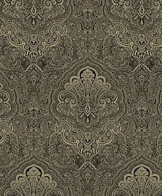 an ornate black and gold wallpaper with intricate designs on the back, in shades of brown