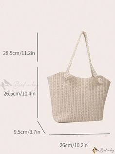 Bird in Bag - Womens Large Capacity Minimalist Solid Color Summer Straw Bag: Stylish Travel Tote with Boho Beach Vibes, Convenient Shoulder Bag for Casual All-Match Looks, Lightweight Woven Satchel Ideal for Daily Commuting, Perfect Birthday Gift and Chic Shopping Companion Chic Beige Canvas Bag For Beach, Chic Beige Canvas Bag For The Beach, Chic Beige Canvas Beach Bag, Trendy Beige Canvas Beach Bag, Elegant Cream Beach Bag For Vacation, White Canvas Bag For Vacation, Trendy Beige Canvas Bag For Beach Season, Large Capacity Cream Canvas Bag For Summer, Elegant White Beach Bag For Vacation