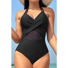 Crisscross Halter Neck Swim Sensation with Removable Padding Trendsi Halter Swimsuit, Trendy Swimwear, Neck Piece, Swimsuits Halter, Cool Sunglasses, One Piece Swimwear, Stretchy Fabric, Summer Wardrobe, Halter Neck