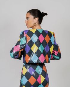 Perfect to wear at a high end fashion show! Spring Party Chic Blazer, Trendy Fitted Evening Blazer, Trendy Fitted Blazer For Evening, Chic Multicolor Workwear Outerwear, Designer Sequin Party Blazer, Multicolor Fitted Designer Blazer, Designer Sequined Party Blazer, Fitted Designer Multicolor Blazer, Chic Multicolor Party Blazer