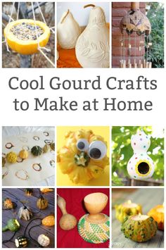 the cover of cool gourd crafts to make at home, including pumpkins and other decorations