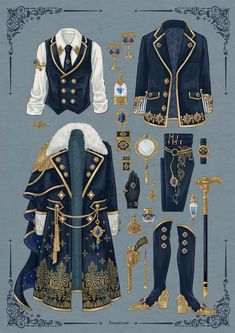 the costume is designed to look like it has gold trimmings and blue fabric