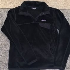 Black Patagonia Re-Tool Snap-T Pullover, Worn Only A Couple Of Times, Looks And Feels Brand New. Black Casual Patagonia Outerwear, Casual Black Patagonia Outerwear, Patagonia Casual Black Outerwear, Patagonia Winter Tops With Pockets, Winter Hiking Black Tops, Patagonia Black Outerwear For Hiking, Patagonia Outfit, Patagonia Pullover, Patagonia Jacket