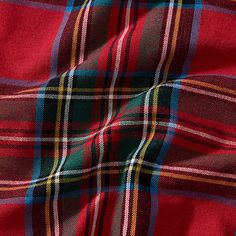 a red and green plaid fabric