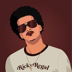 a man with sunglasses on his face wearing a t - shirt that says rick regal