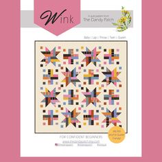 an image of a quilt pattern with the words wnk on it and a pink background