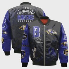 The Baltimore Ravens National Football League Pattern Bomber Jacket V13 is the ultimate game-day attire for passionate fans. Made with premium materials, this jacket showcases the iconic Ravens pattern, allowing you to proudly display your team spirit. Its lightweight design offers comfort and mobility, perfect for those chilly autumn games. With its durable construction, it withstands the test of time, ensuring long-lasting use. The jacket’s sleek and stylish appearance makes it a versati Autumn Games, Boston Marathon Bombers, Baltimore Ravens Superbowl, Carlton Football Club, Ravens Logo, Detroit Lions Logo, Baltimore Ravens Hoodie, Ravens Fan, Nfl Baltimore Ravens