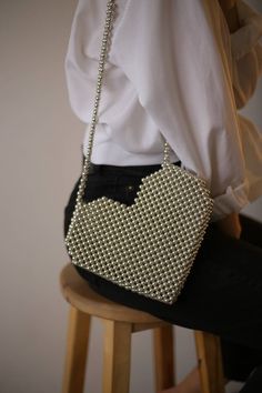 "Pearl beaded heart bag. White bag on a strap. Personalized strap lengtg. If you are looking for a gift for Valentine's Day or for your partner birthday- a handbag \"heart\" is a great idea. Material: white acrylic pearl beads 8mm. PROCESSING TIME 2-3 days🔥 SIZE: *Height: 21cm *Width: 22cm Bonus: free surprise for all orders. In addition to the gift, a hand-signed postcard with a message from the purse is attached to the order. If this is a present, be sure to write me the name of the recipient✒ More pearl bags💥 https://www.etsy.com/shop/VitakaJewelry?ref=seller-platform-mcnav&section_id=29560344 !!Please be aware that some countries impose customs fees and taxes for packages that enter your country.  These fees are kept by your government and outside of your purchase with me. *If you ar Trendy Crossbody Evening Bag For Gift, Trendy Crossbody Evening Bag As Gift, Valentine's Day Gift Pouch Shoulder Bag, Valentine's Day Party Crossbody Shoulder Bag, Valentine's Day Gift Handheld Bag, Handheld Valentine's Day Gift Bag, Clutch Bags For Valentine's Day Gift, Handheld Evening Bag For Valentine's Day, Valentine's Day Gift Clutch Bag