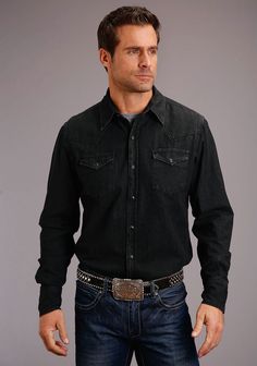 #ad Find ideas and inspiration for Stetson Mens Black 100% Cotton Western Denim L/S Shirt, Fashion Mens Clothing Classic Fitted Dark Wash Shirt, Casual Black Denim Shirt, Black Denim Button-up Shirt, Black Denim Shirt For Fall, Black Washed Button-up Shirt, Classic Fitted Washed Tops, Western Black Cotton Shirt, Black Western Style Cotton Shirt, Black Cotton Western Shirt