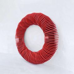 a red circular object on a white background