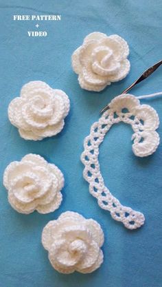 crochet flowers are being used to make the flower headbands and hair clips