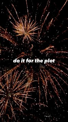 fireworks with the words do it for the plot written in white on top of them