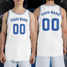 Welcome to EvananaCo ♥ ♥Product name: Personalized Basketball Jersey, Custom Name Number Color Basketball Jersey, Kid Youth Adult Matching Jersey, Team Basketball Jersey Shirt ♥ UNISEX JERSEY TANK TOP Premium choice for fit and feel. This custom all-over-print jersey tank top is a must-have item for sports fans. Material: Bird eye mesh fabric with 3-5% Spandex. Lightweight, moisture-wicking, breathable fabric keeps you cool and comfortable during the hot season and days of vigorous activities. Sleeveless design with a regular fit and round neckline help to best display your physique in the most flattering fashion. This sleeveless Jersey tank top can suit both men and women. Pull-on closure Sizes: S-5XL. A wide range of sizes can fit different body types. ♥ UNISEX YOUTH AND TODDLER JERSEY T White Sleeveless Team Name Tops, Sleeveless College Tops With Team Name, White Cotton Tops For Team Events, Sleeveless Tops With Letter Print For Team Events, White Tops With Name Print For Team Events, Hot Season, Personalized Basketball, Basketball Jersey, Jersey Shirt