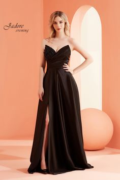 Jadore Evening Dress Jadore: J22034 Ballgown Skirt, Beaded Feather, Ball Gown Skirt, Beautiful Princess, Black Prom, Evening Dresses For Weddings, Stylish Party Dresses, Dress Order, Ruched Bodice