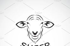 sheep head with the word sheep on it's forehead and an inscription in black ink