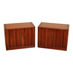 two wooden boxes sitting next to each other